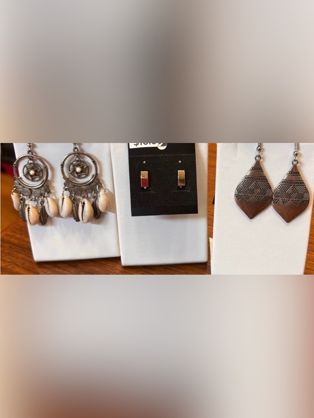 2 new Boho Shell Dreamcatcher and silver drop Earrings